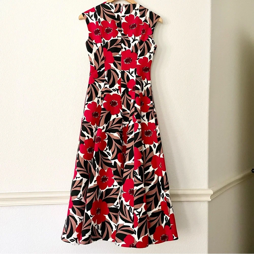 Kate Spade Dress Desert Muse Poppy Field Structured Midi ASO Celeb Event Wedding